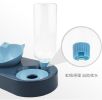 Portable Pet Bowl and Automatic Water Feeder Set, 2 in 1 Food Bowl Dish with Water Dispenser Bottle Tilted - green