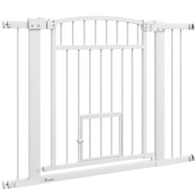 30"-41" Extra Wide Walk Through Dog Gate w/ Cat Door, 3-Inch & 5.5-Inch Extension Kits, 30" High