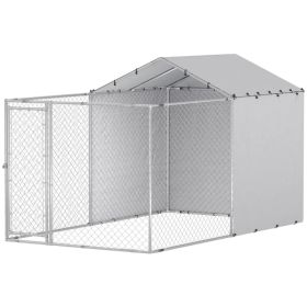 Galvanized Steel Dog Kennel Outdoor with Waterproof & UV-Resistant Cover for Large Dogs, 13.1' x 7.5' x 7.5'