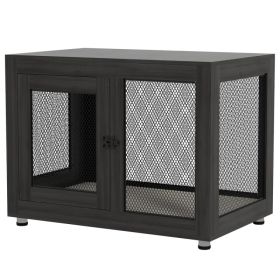 Pet Crate End Table with Water-resistant Cushion or Large Medium Dogs, Black